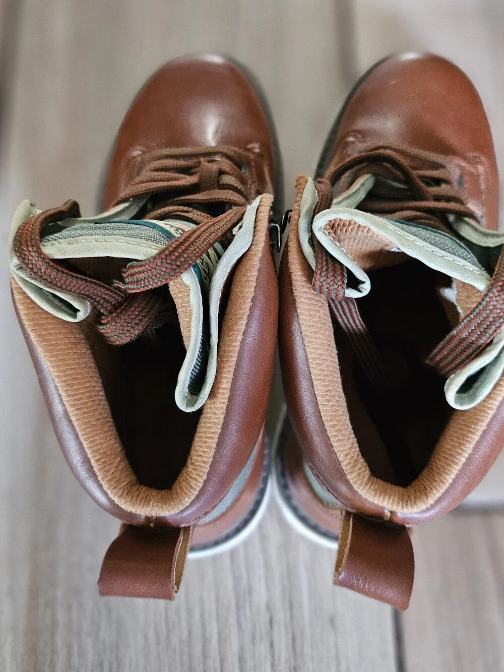 L.L.Bean Fly Fishing Hiking Boots Men's 9 Brown Leather Canvas Lace Up V826.